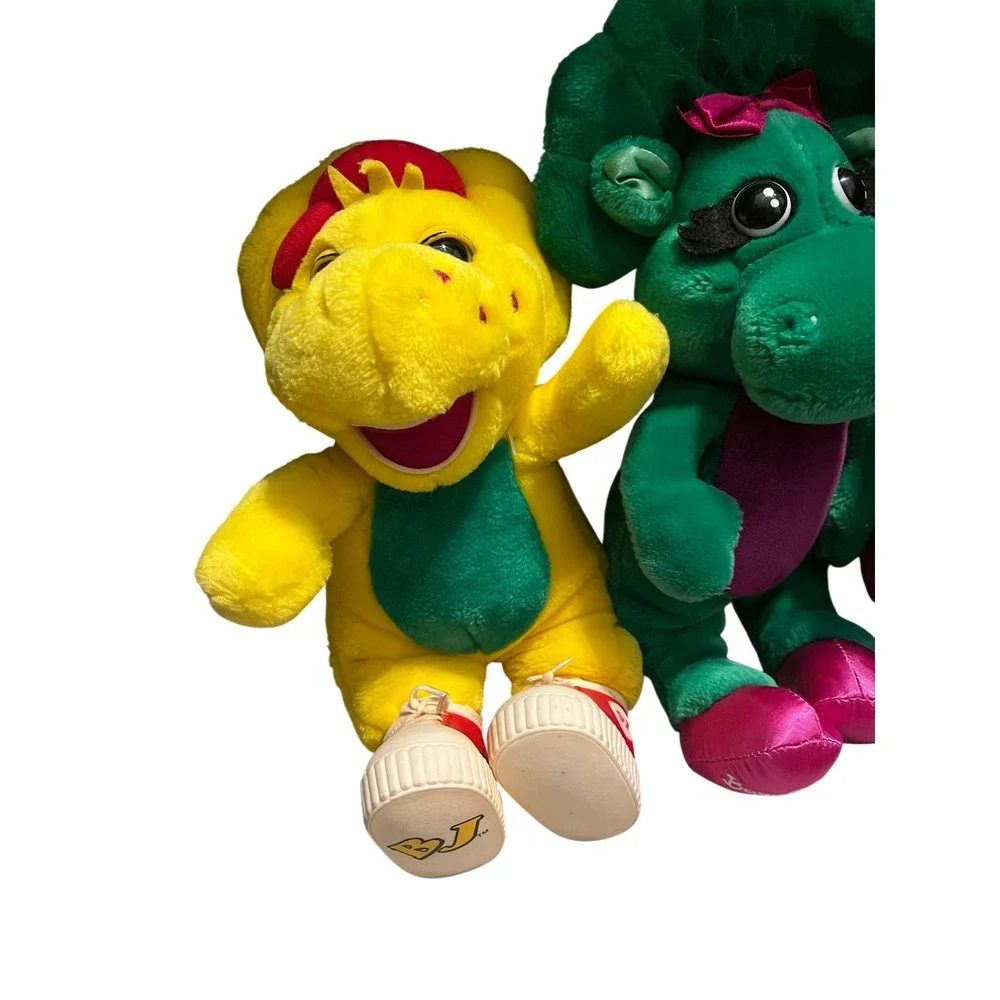 Vintage Barney Baby Bop BJ Plush Set Lyons Group 90s Dinosaur Stuffed Animals